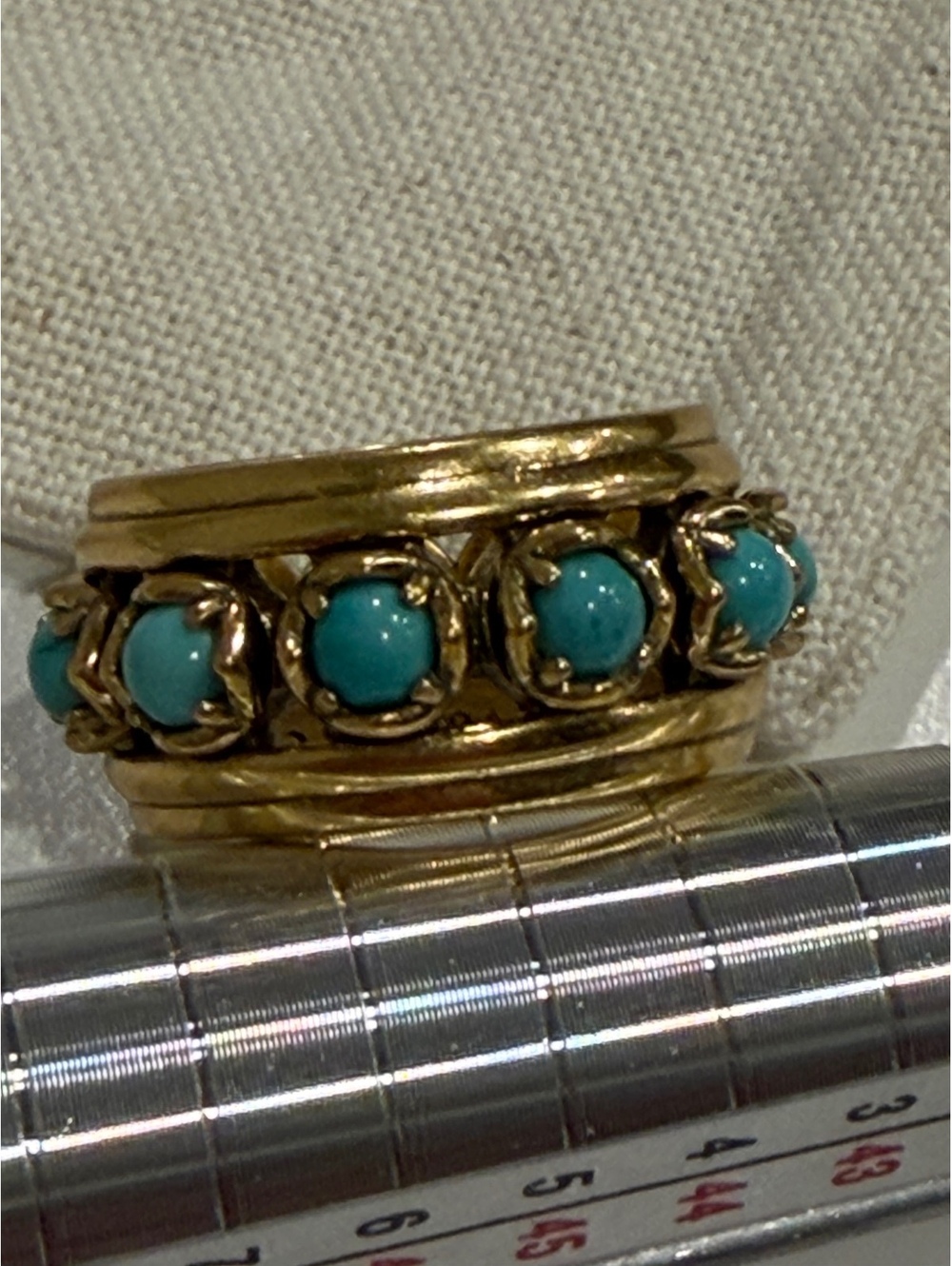 Kendra Scott Yellow Rose Ida Band Ring Gold Turquoise Size 6